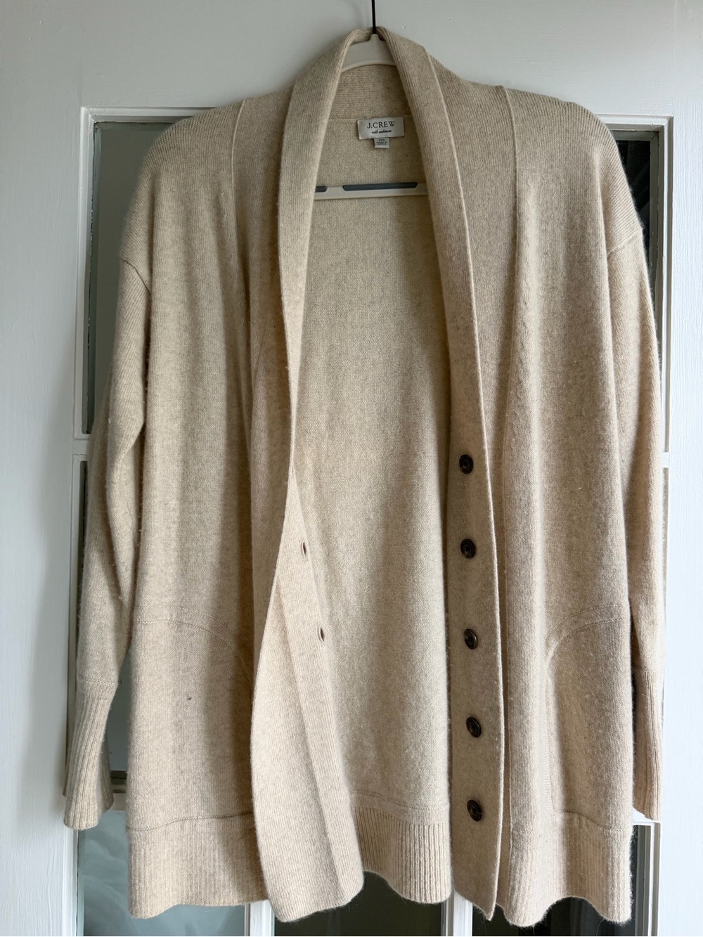 J. Crew Beige Shawl-Collar Button-Front Cardigan